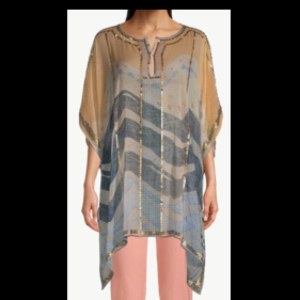 NWT CHICO'S BEADED NOVELTY PONCHO - Size L/XL